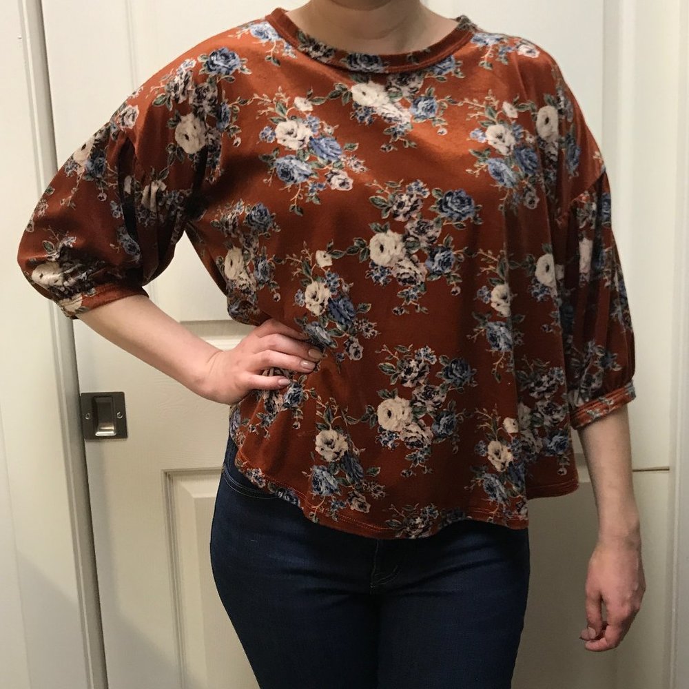 Rust Floral Blouse
